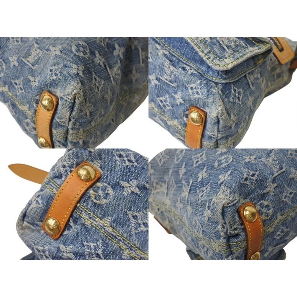 Louis Vuitton Blue Baggy Bag Natural Gold Denim Monogram Shoulder Leather - Picture 6 of 9